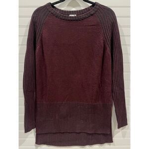 Smartwool Burgundy Ribbed Merino Wool Blend Tunic Sweater Pullover Size‎ L